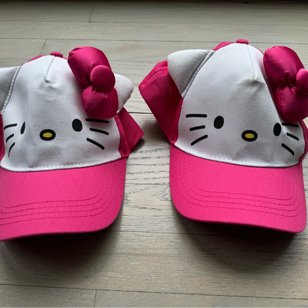 Hello Kitty Pink & White Kids Baseball Cap with Bow x 2